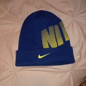 Nike Kids Blue and Yellow Knit Hat